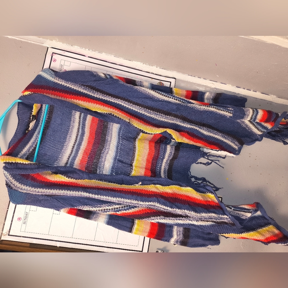 Billabong Blue Multi-Stripe Open-Front Cardigan